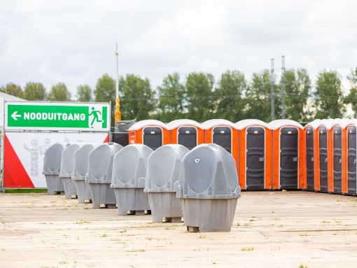 Portable toilets at an event venue