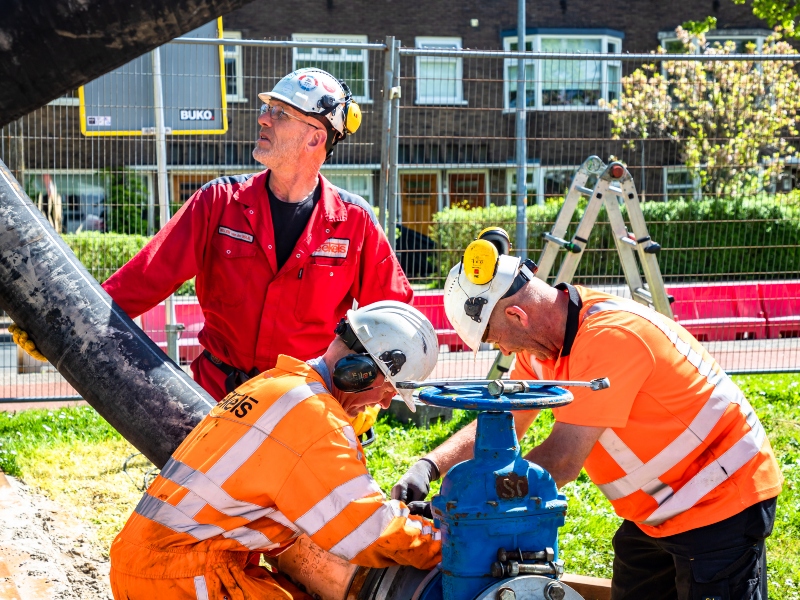 Submersible pump in use
